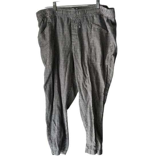 Old Navy Pants XL Linen Blend Drawstring Relaxed Trousers Pockets Stripe - Picture 1 of 9
